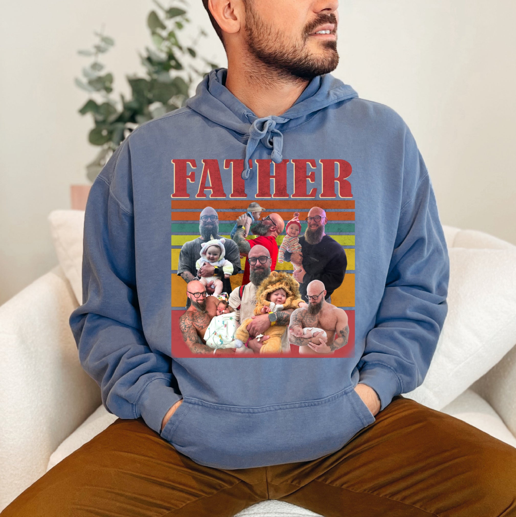 Custom Dad Shirt with Kids Faces – Retro Photo Tee For Father