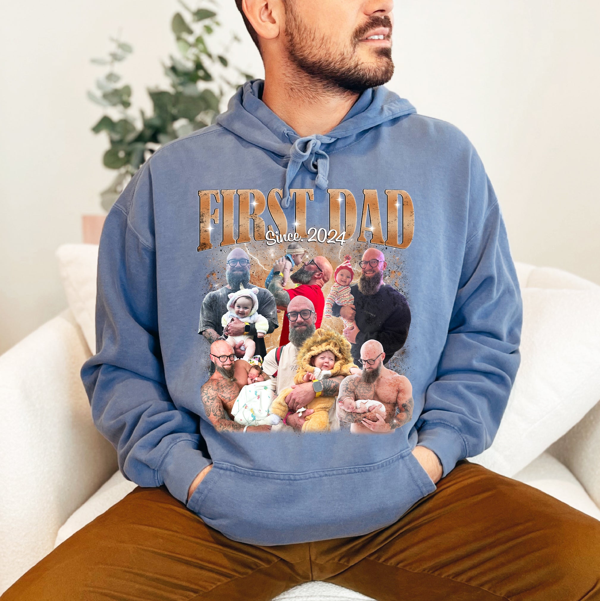 First Father’s Day Gift – Custom Dad Shirt with Baby Photos - Personalized First Dad Tee