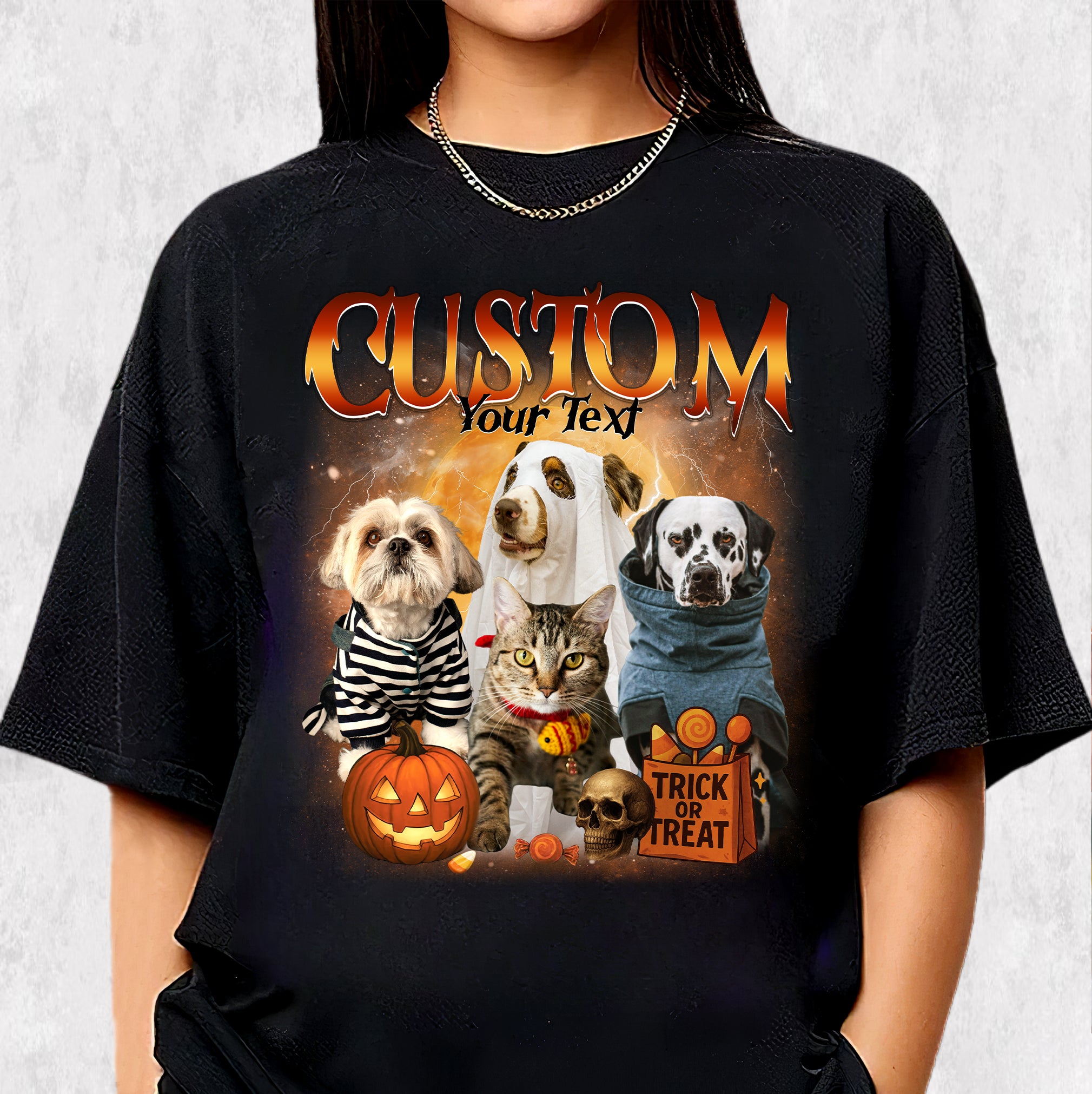 Customizable Halloween Shirt – Pets in Costume Graphic Tee