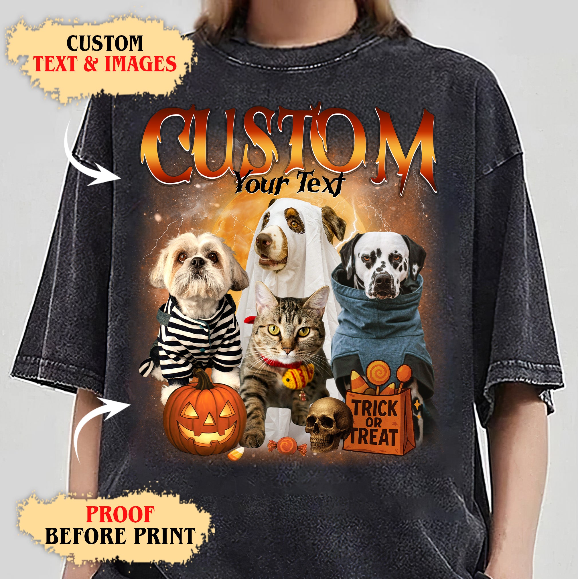 Customizable Halloween Shirt – Pets in Costume Graphic Tee