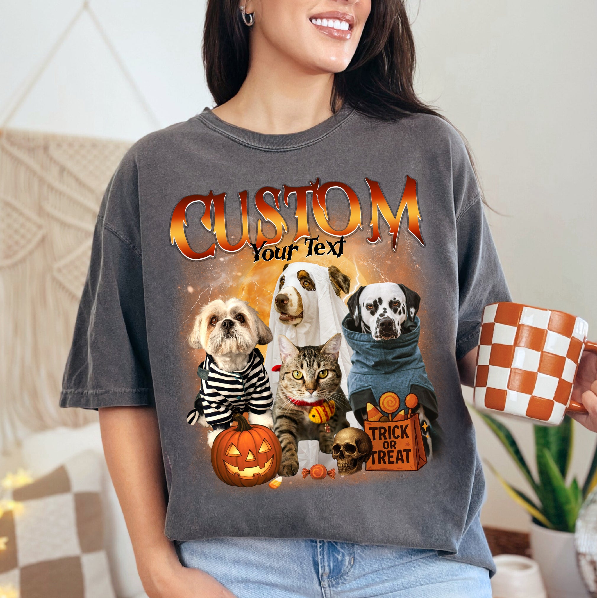 Customizable Halloween Shirt – Pets in Costume Graphic Tee