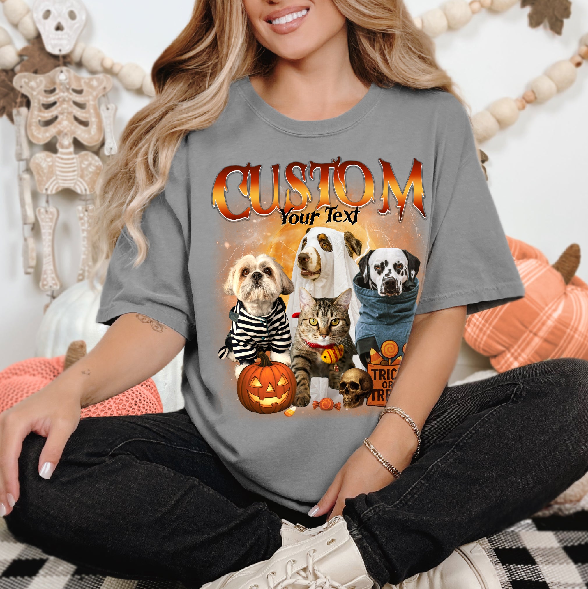 Customizable Halloween Shirt – Pets in Costume Graphic Tee