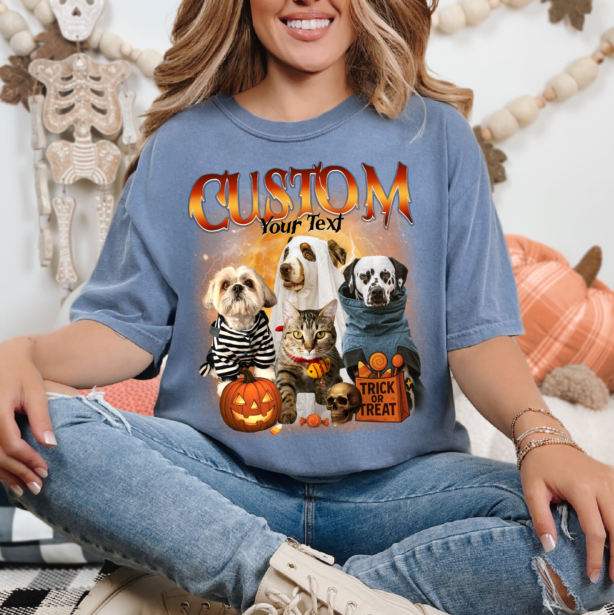 Customizable Halloween Shirt – Pets in Costume Graphic Tee