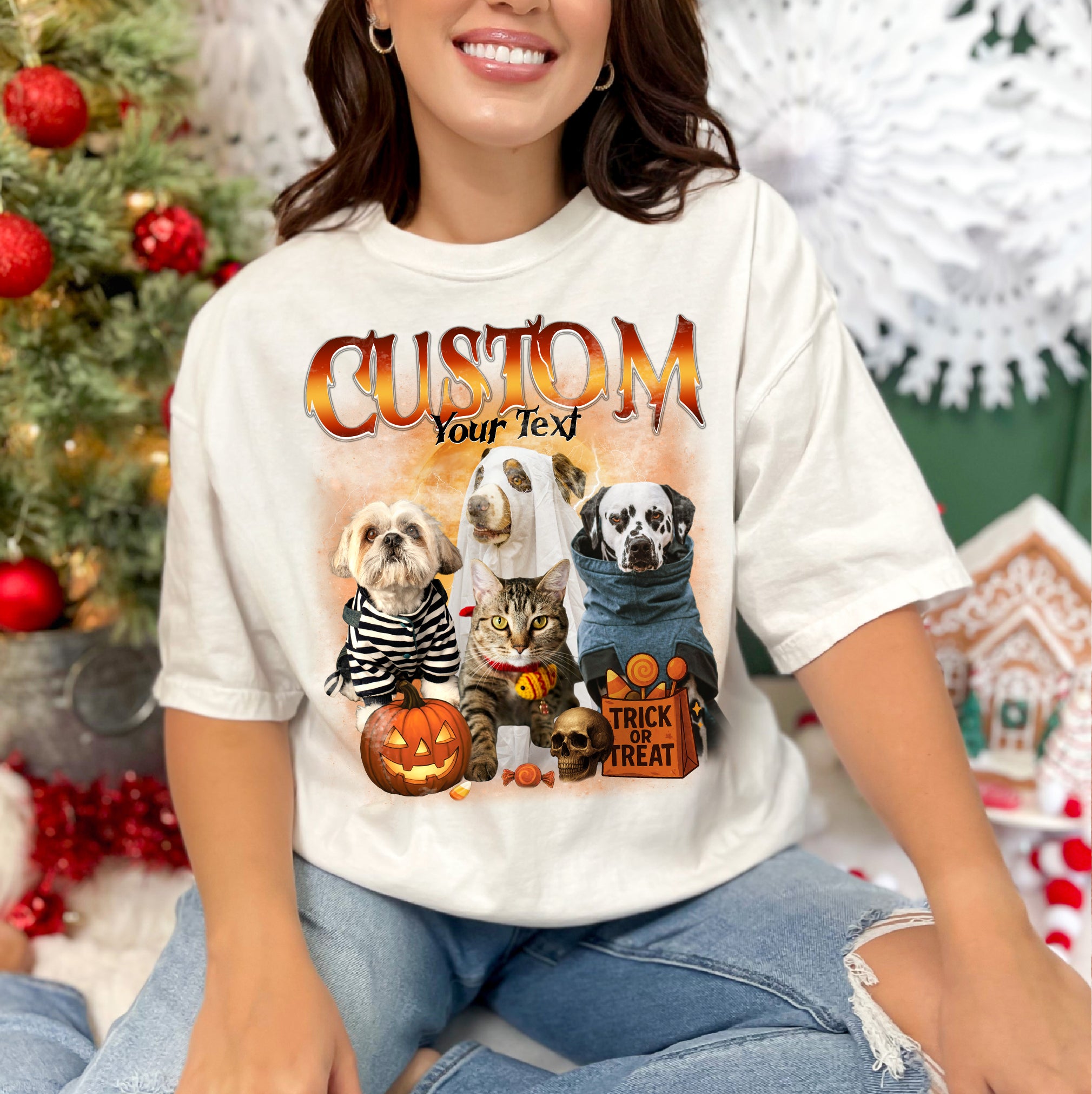 Customizable Halloween Shirt – Pets in Costume Graphic Tee