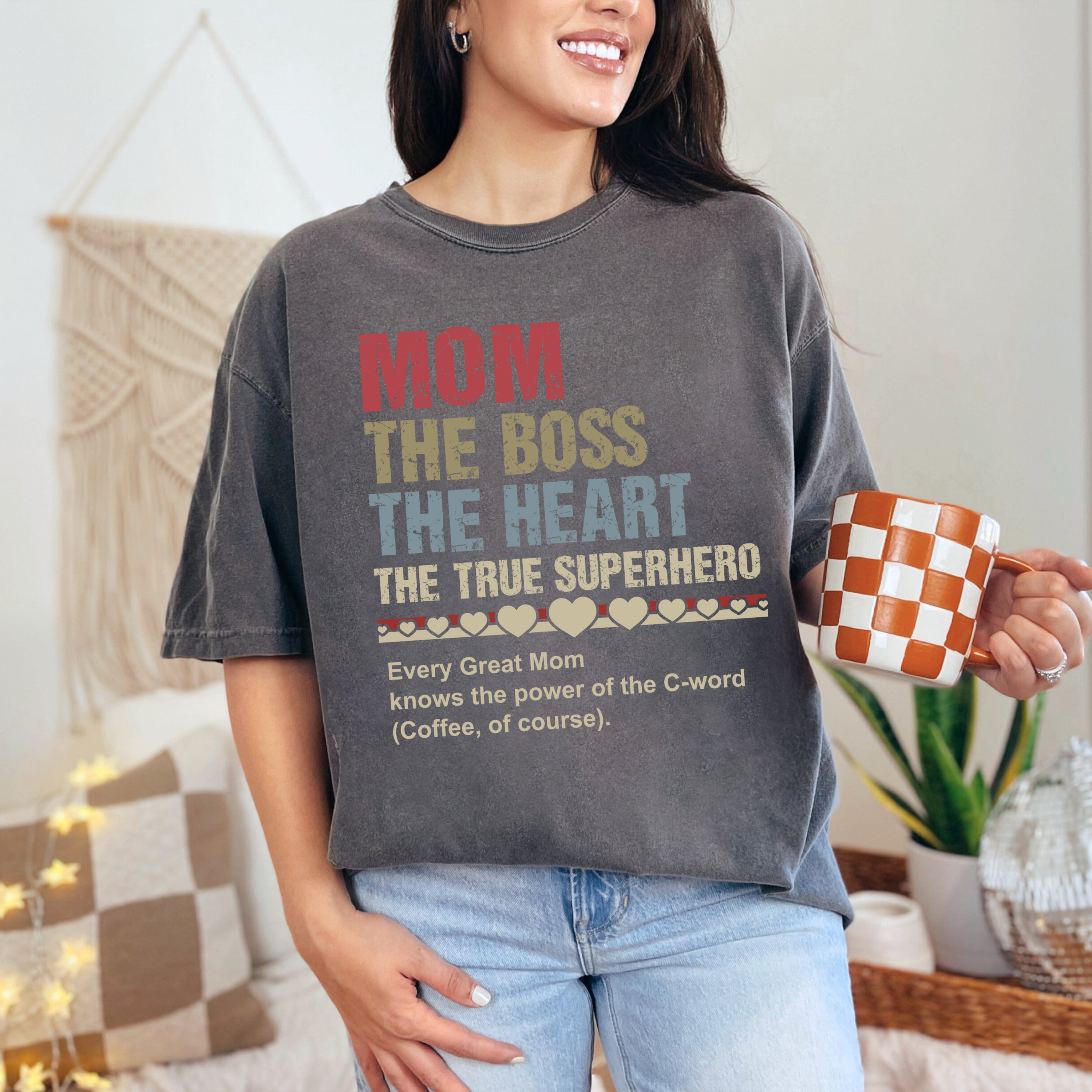 Mom The Boss The Heart T-Shirt, Comfort Colors Shirt, Funny Gift For Mom