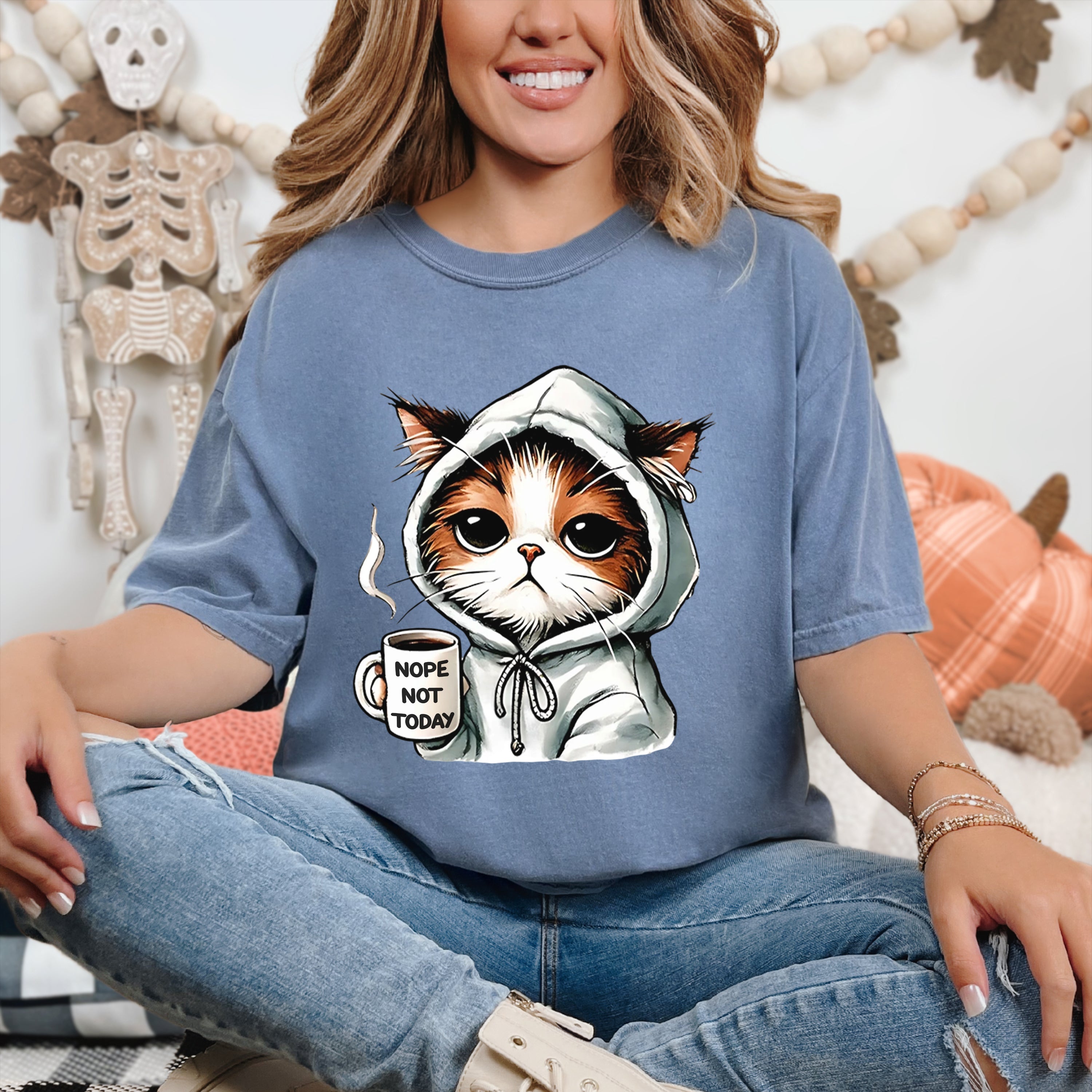 Nope Not Today T-Shirt, Comfort Colors Cute Cat Sweatshirt, Cat Lover Gift