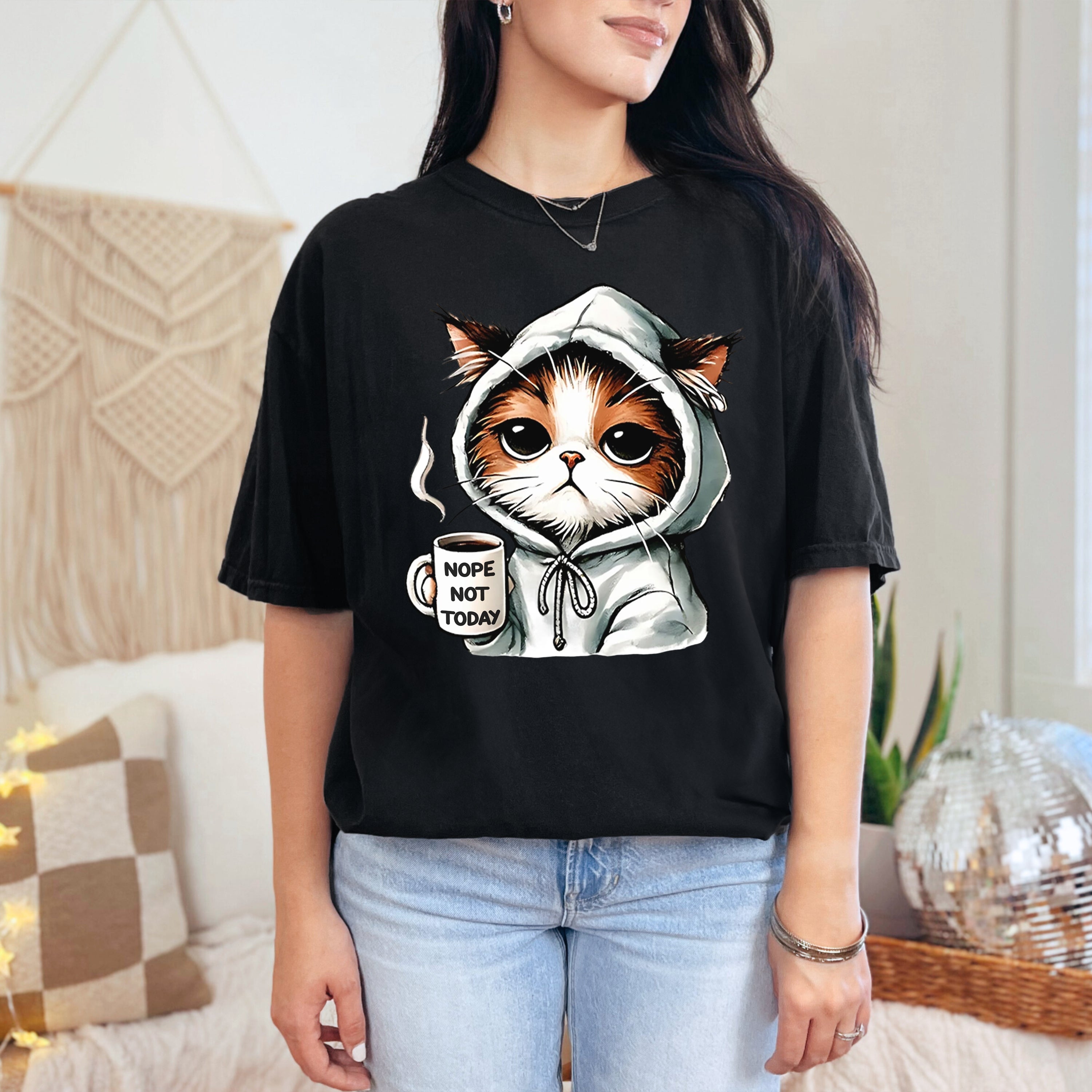 Nope Not Today T-Shirt, Comfort Colors Cute Cat Sweatshirt, Cat Lover Gift