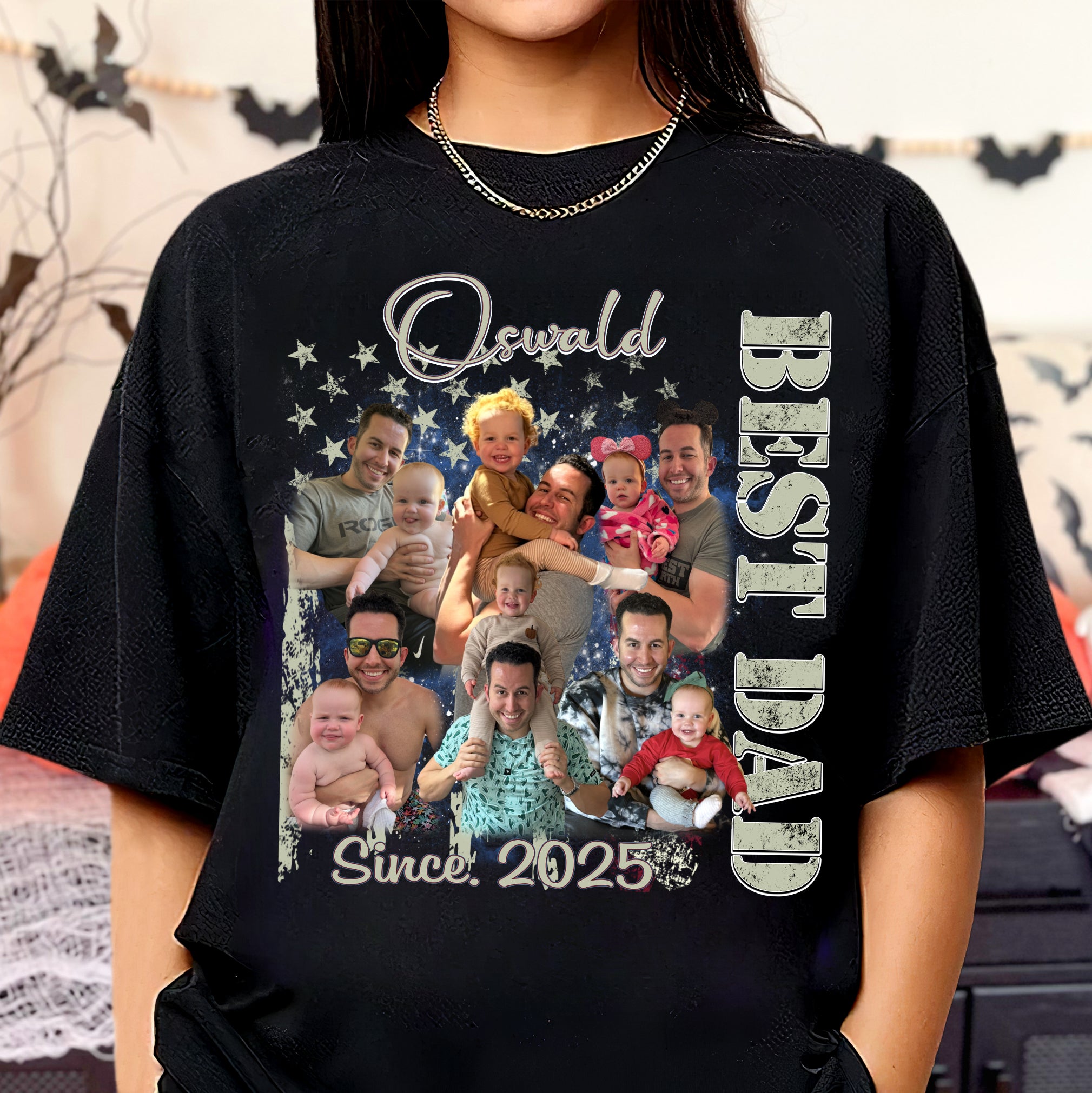 Best Dad T-Shirt with Kids’ Faces – Custom Photo Collage
