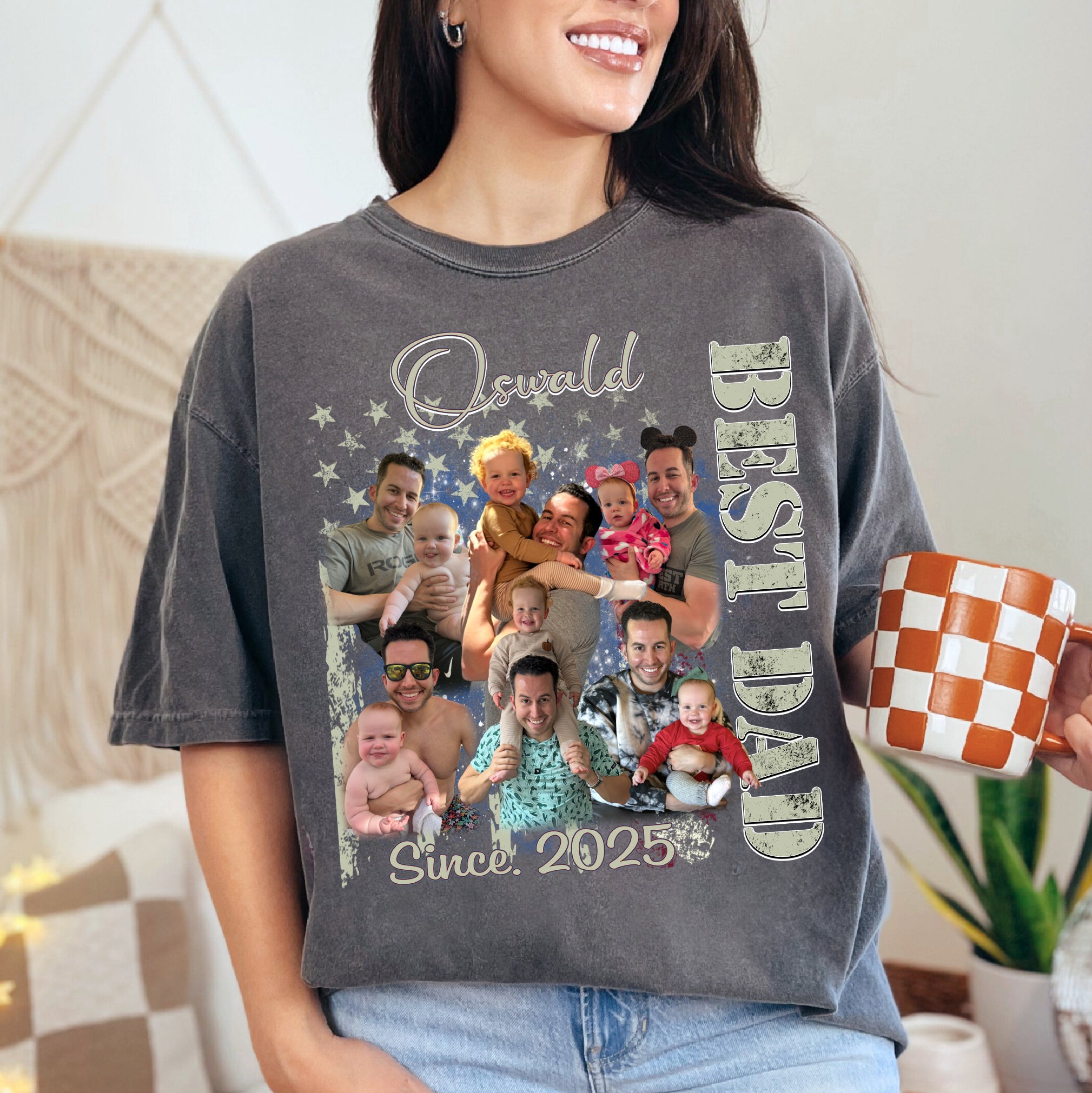 Best Dad T-Shirt with Kids’ Faces – Custom Photo Collage