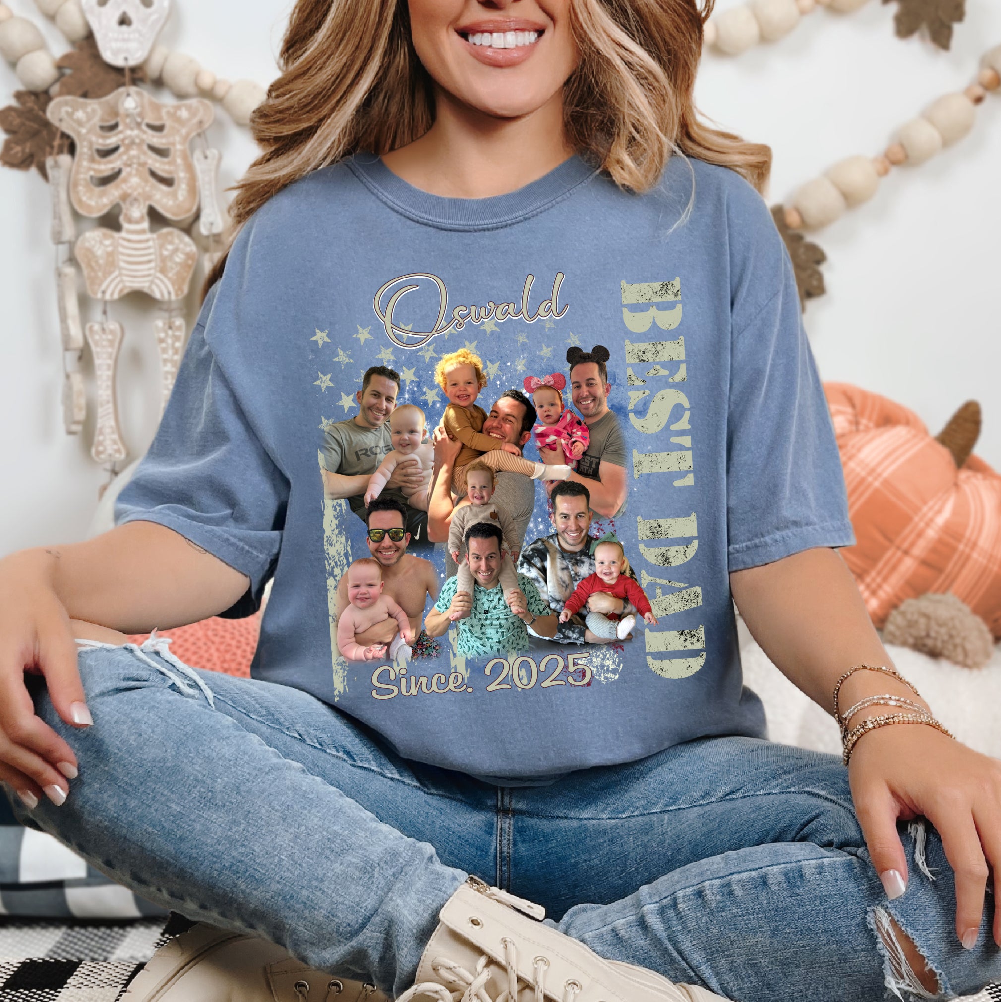 Best Dad T-Shirt with Kids’ Faces – Custom Photo Collage