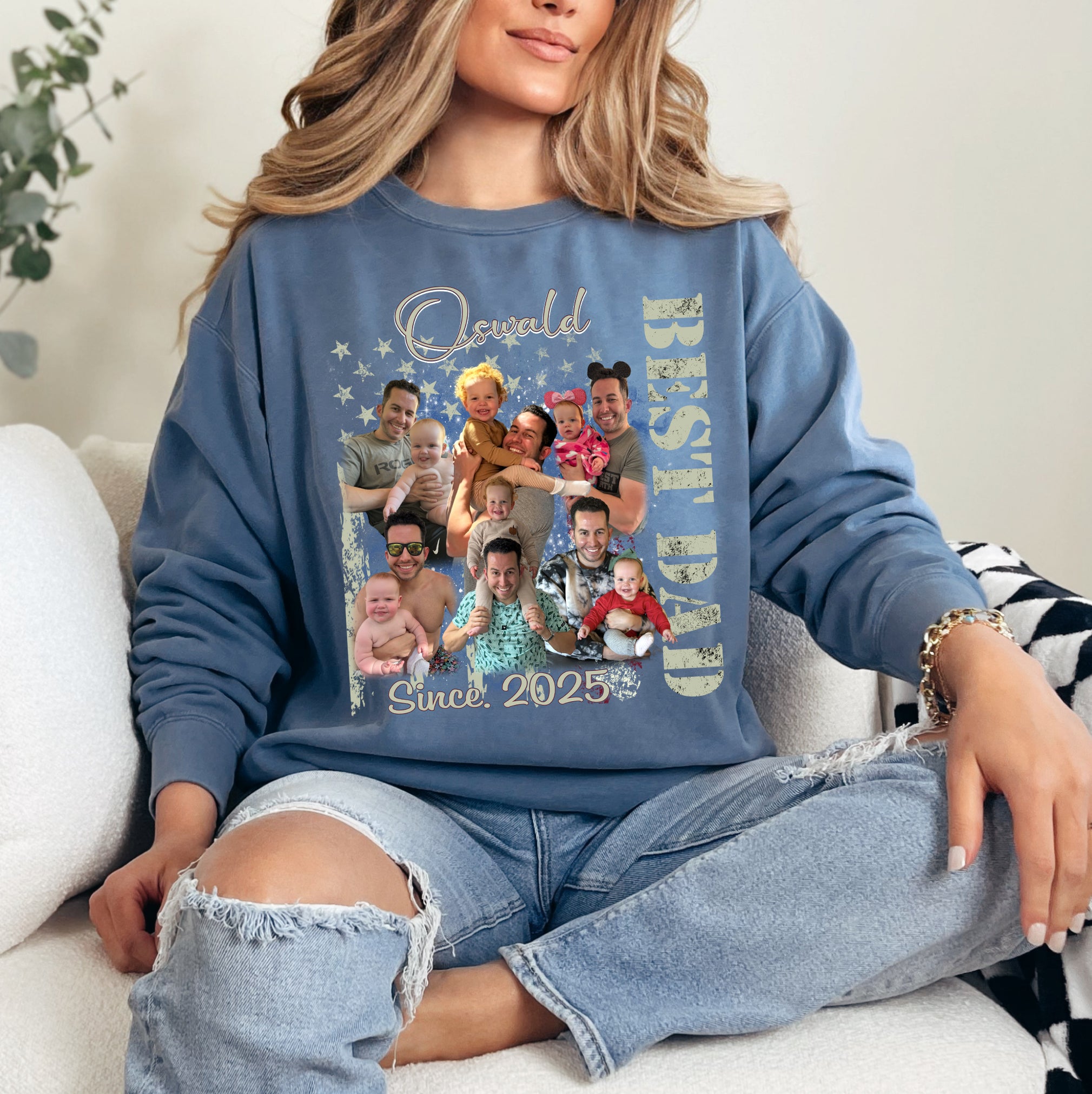 Best Dad T-Shirt with Kids’ Faces – Custom Photo Collage