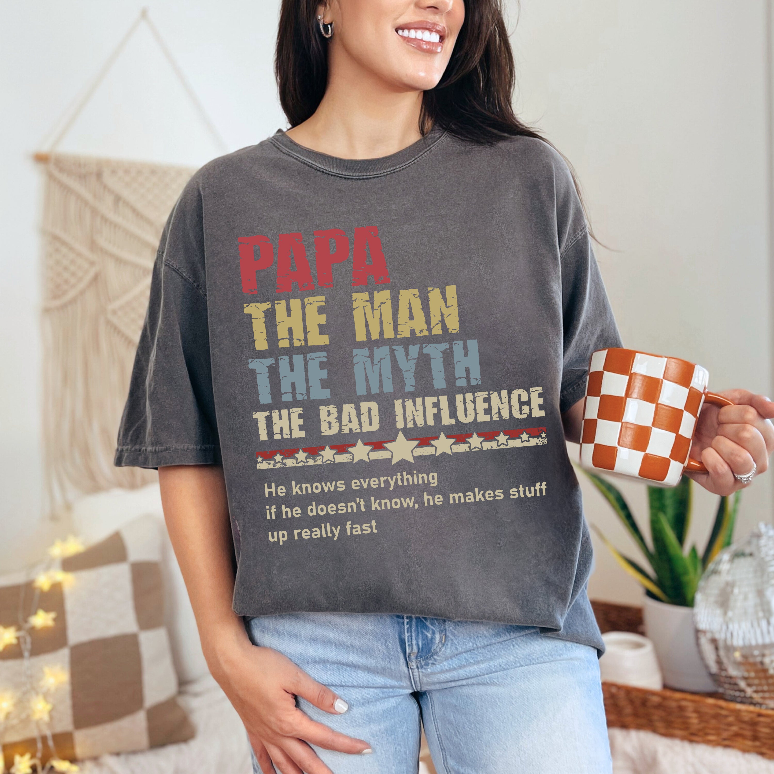 Papa The Man The Myth T-Shirt, Gift For Dad, Comfort Colors Shirt