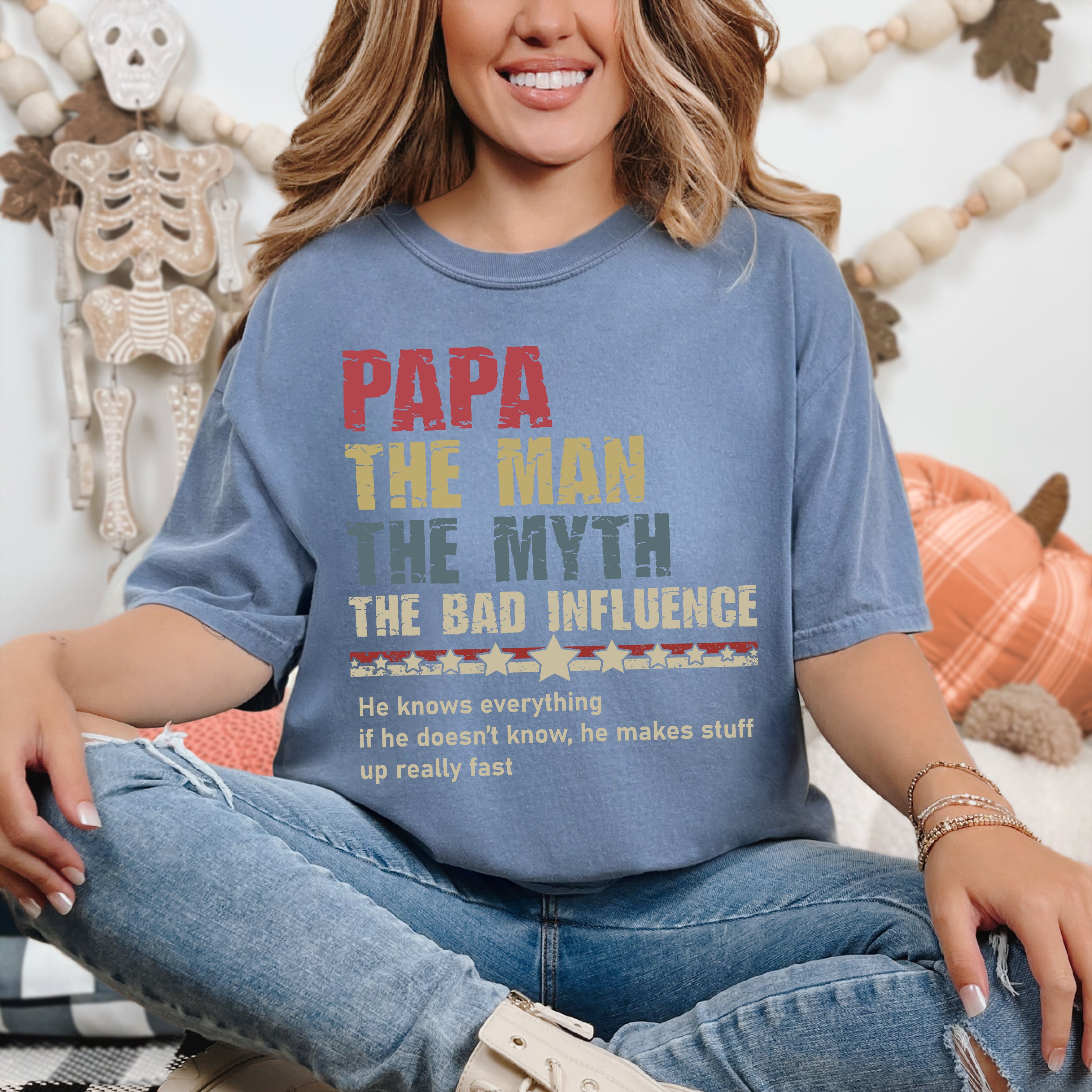 Papa The Man The Myth T-Shirt, Gift For Dad, Comfort Colors Shirt