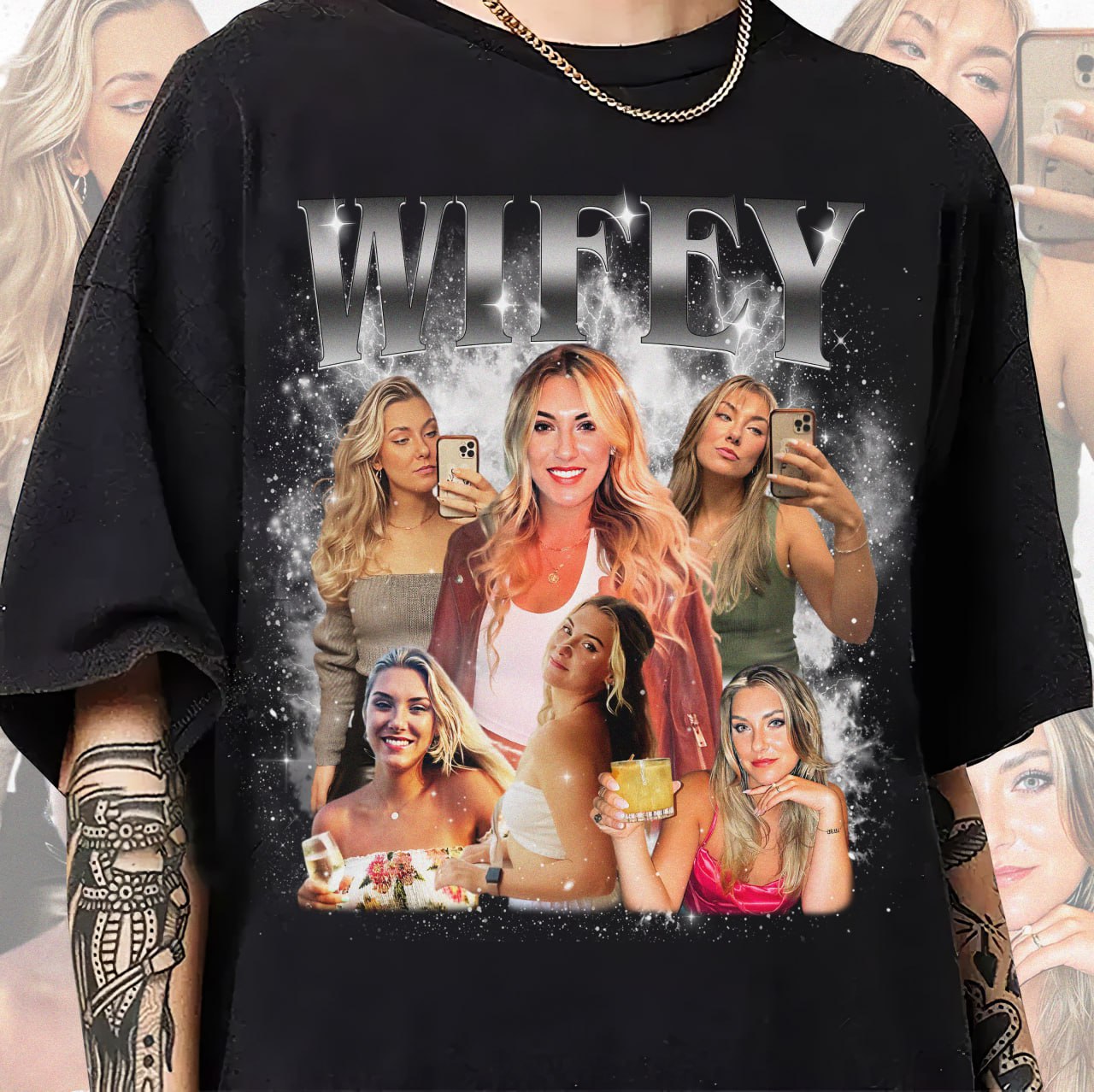 Custom Family Photo Face Shirt, Wife or Girlfriend Photo Shirt, Personalized Bootleg Birthday Gift