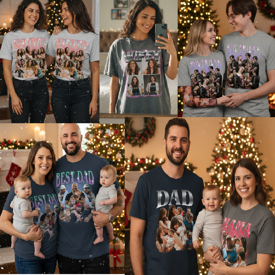Custom Family Photo Face Shirt, Wife or Girlfriend Photo Shirt, Personalized Bootleg Birthday Gift