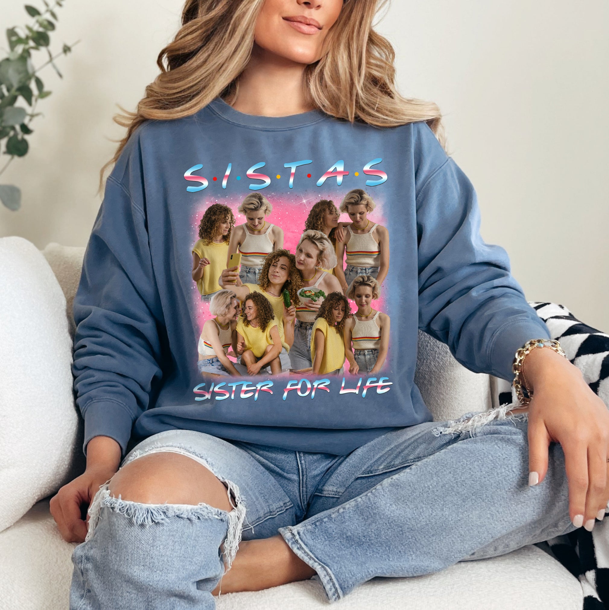 Custom Sisters For Life Shirt – 90s Friends-Style Photo Tee