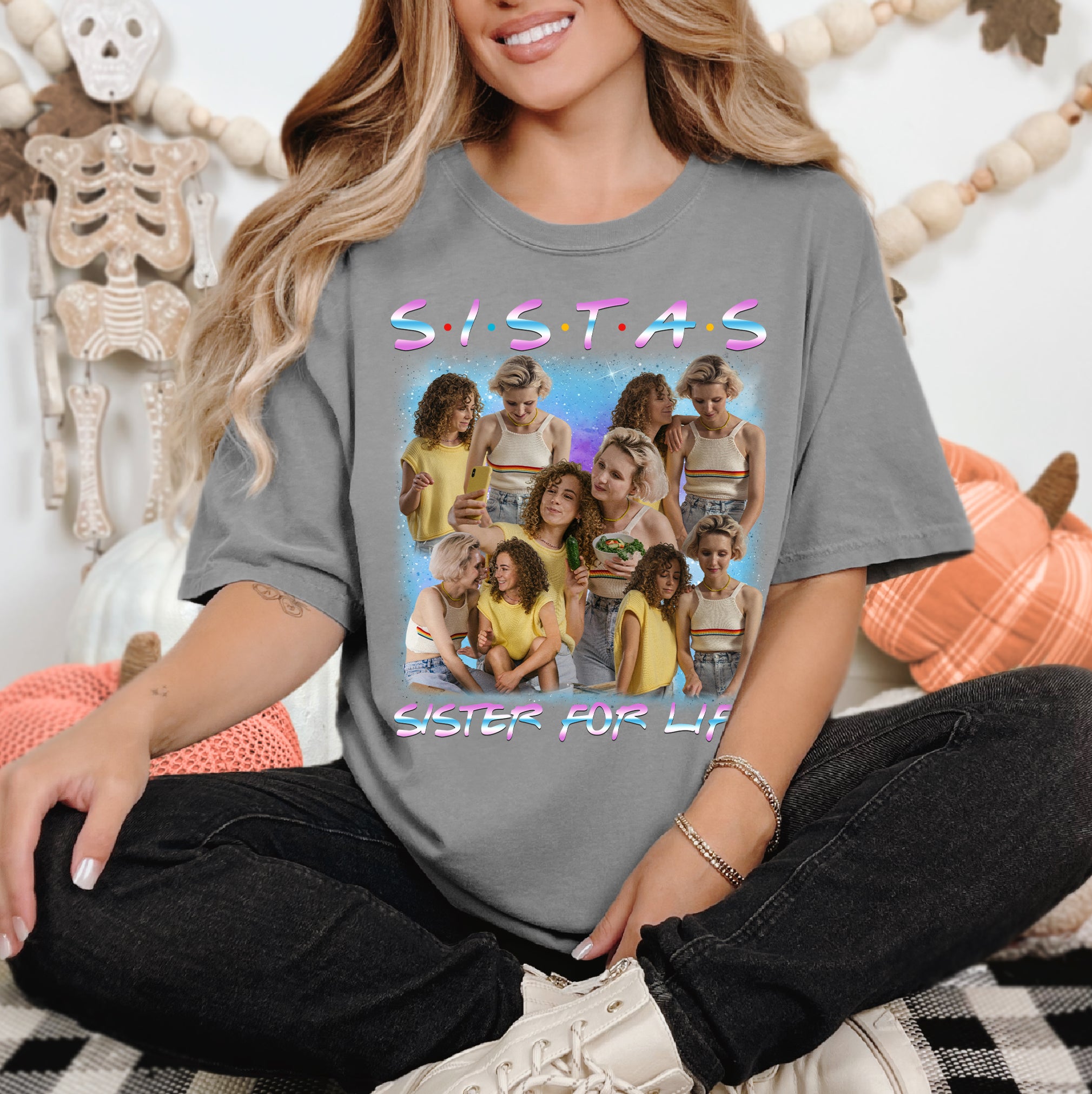 Custom Sisters For Life Shirt – 90s Friends-Style Photo Tee