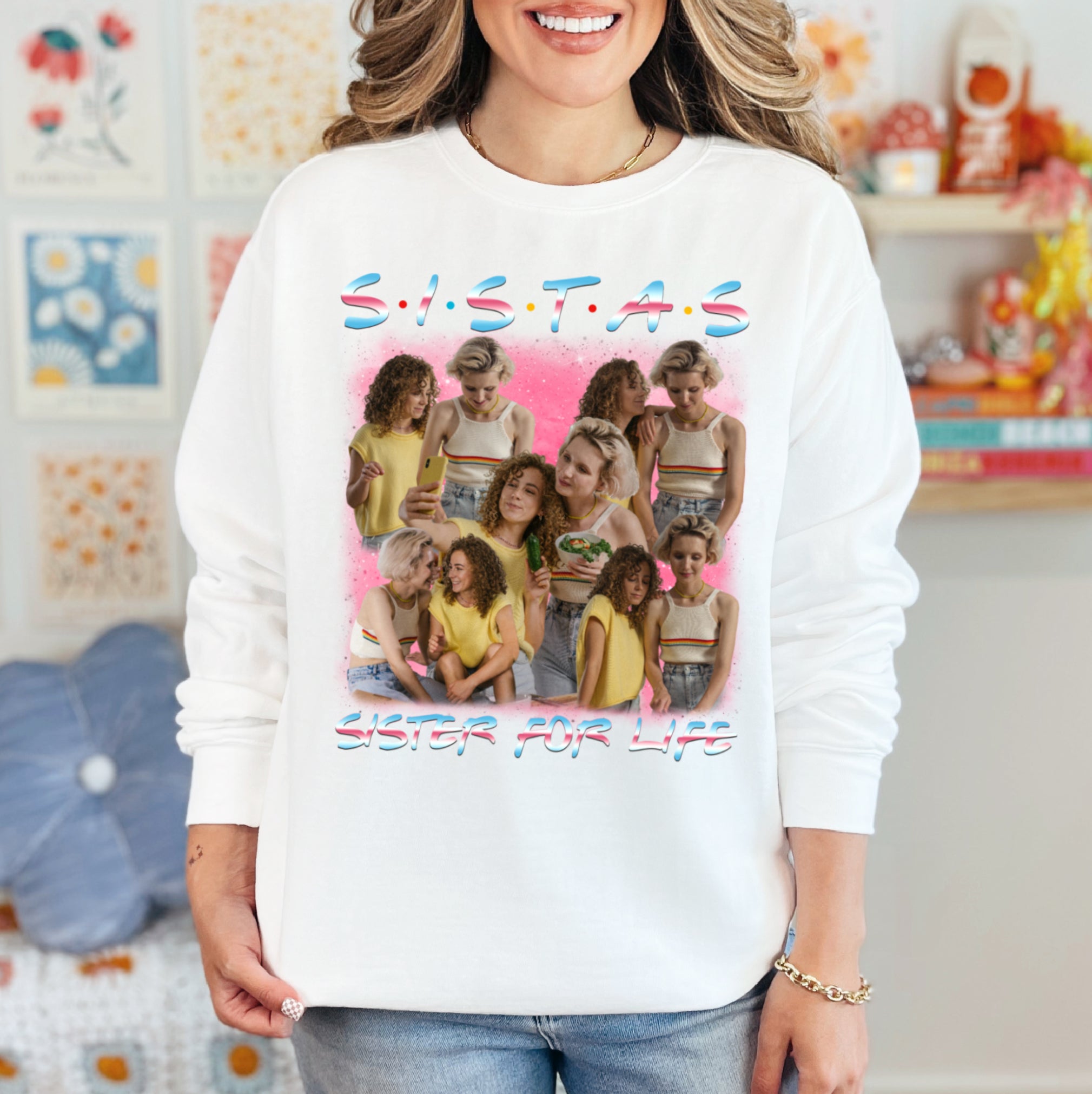 Custom Sisters For Life Shirt – 90s Friends-Style Photo Tee