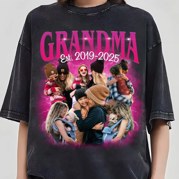 Custom Mom Shirt with Kids’ Face – Mama Est. Photo Tee