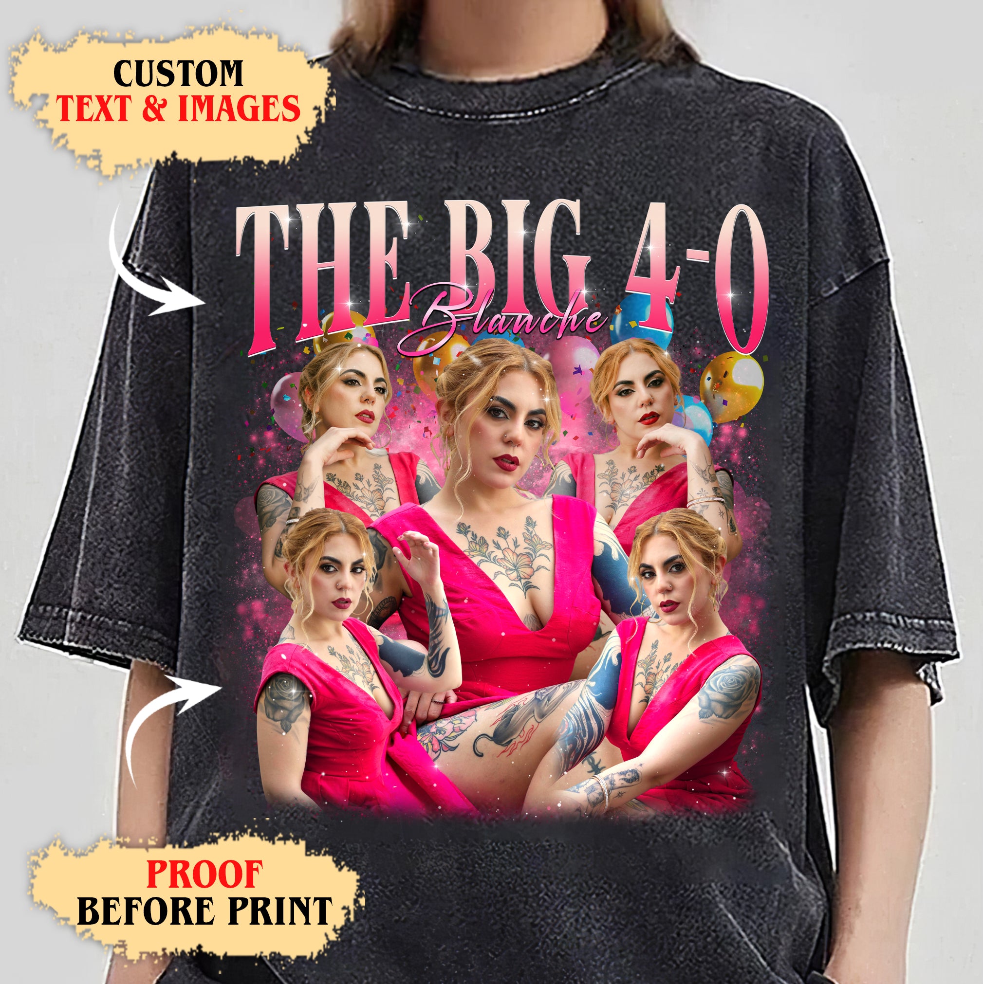 The Big 4-0 Birthday T-Shirts, Custom Photo Celebration Tee