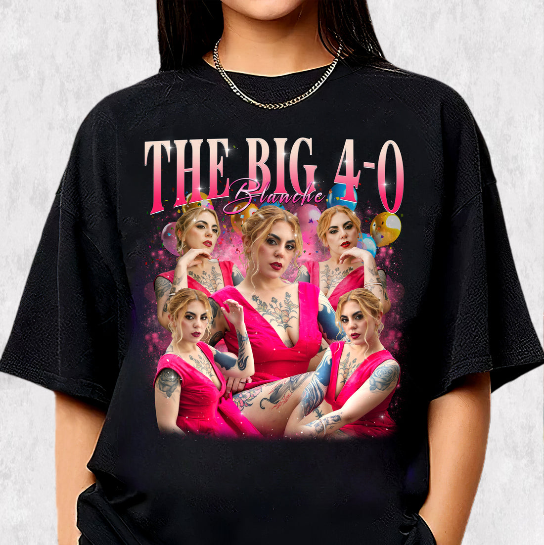 The Big 4-0 Birthday T-Shirts, Custom Photo Celebration Tee