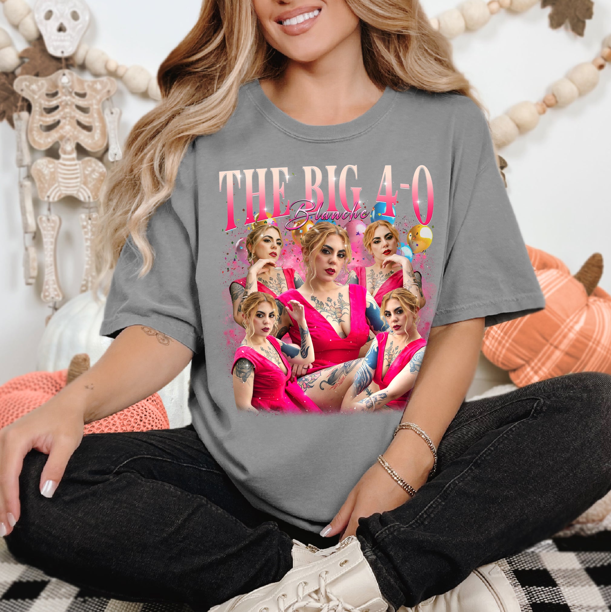 The Big 4-0 Birthday T-Shirts, Custom Photo Celebration Tee