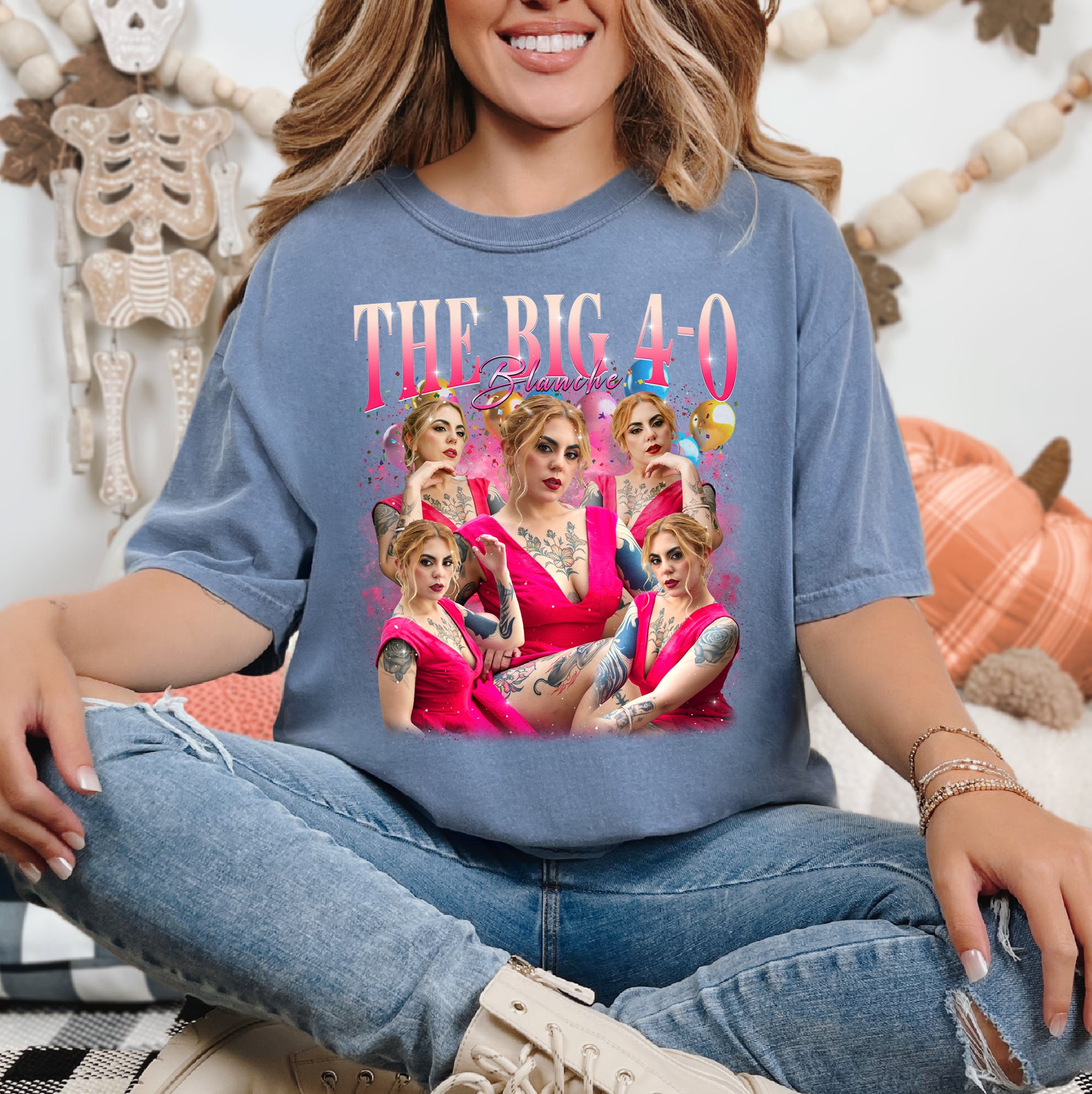 The Big 4-0 Birthday T-Shirts, Custom Photo Celebration Tee