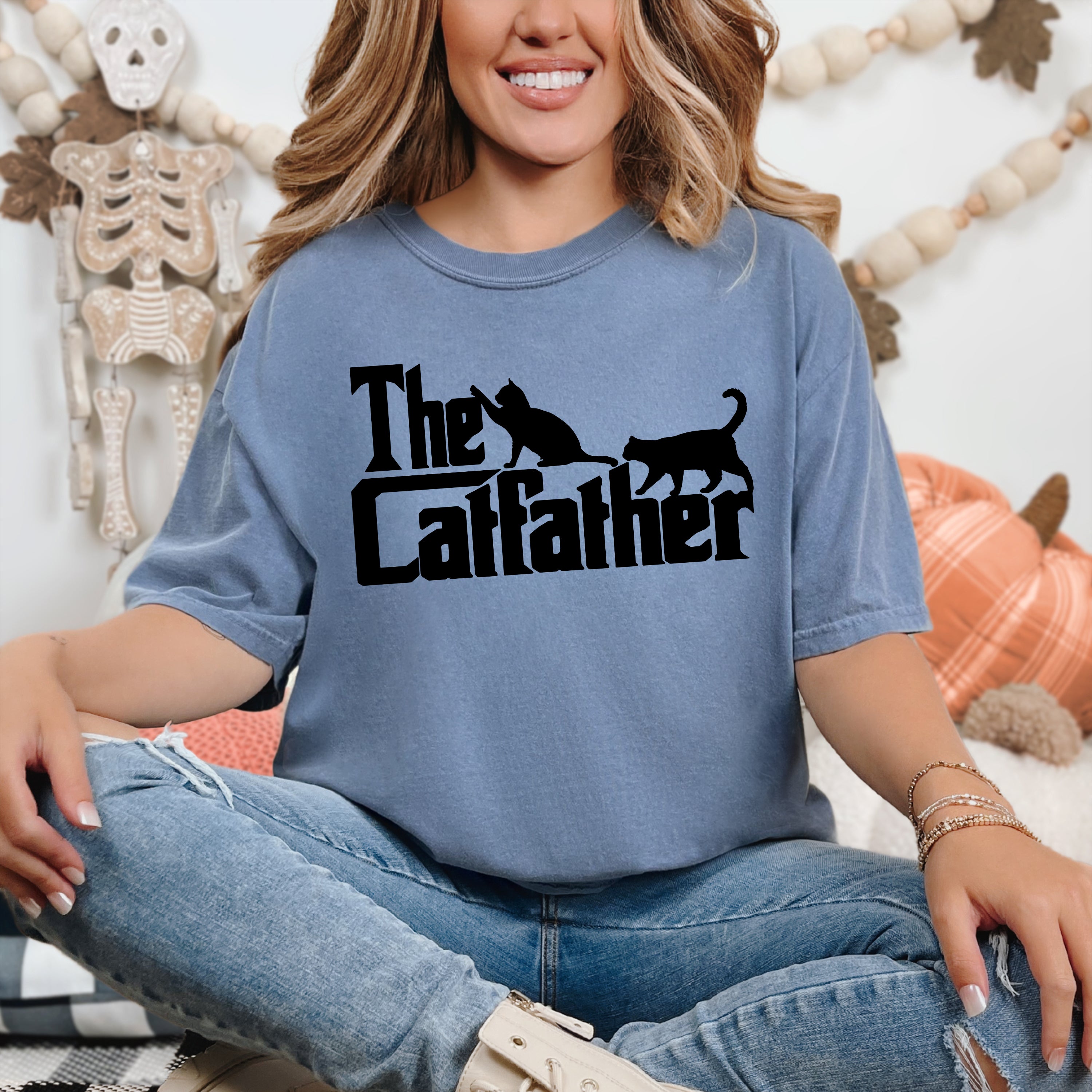The Catfather Shirt, Comfort Colors Dad Shirt, Cat Lover Gift for Dad