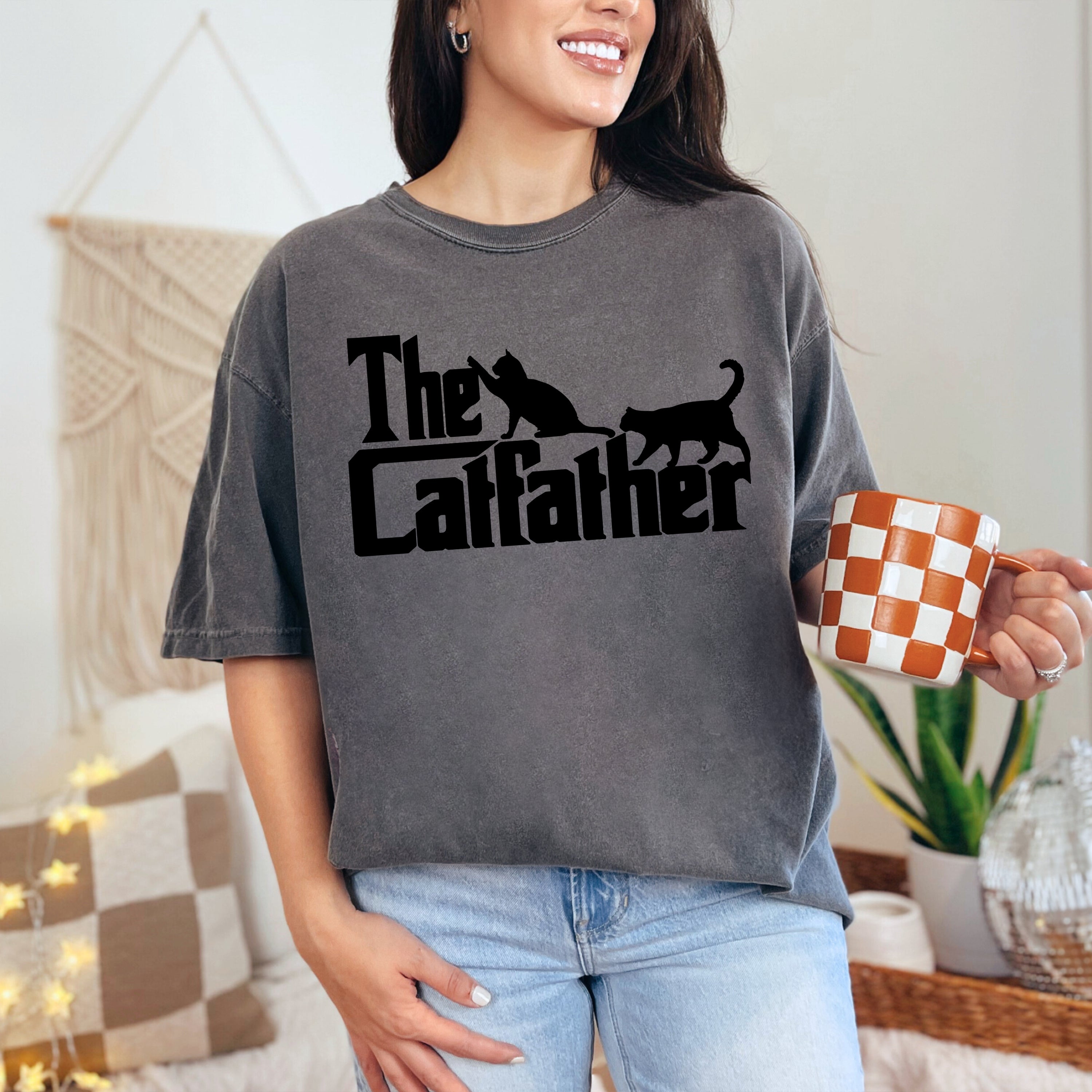 The Catfather Shirt, Comfort Colors Dad Shirt, Cat Lover Gift for Dad