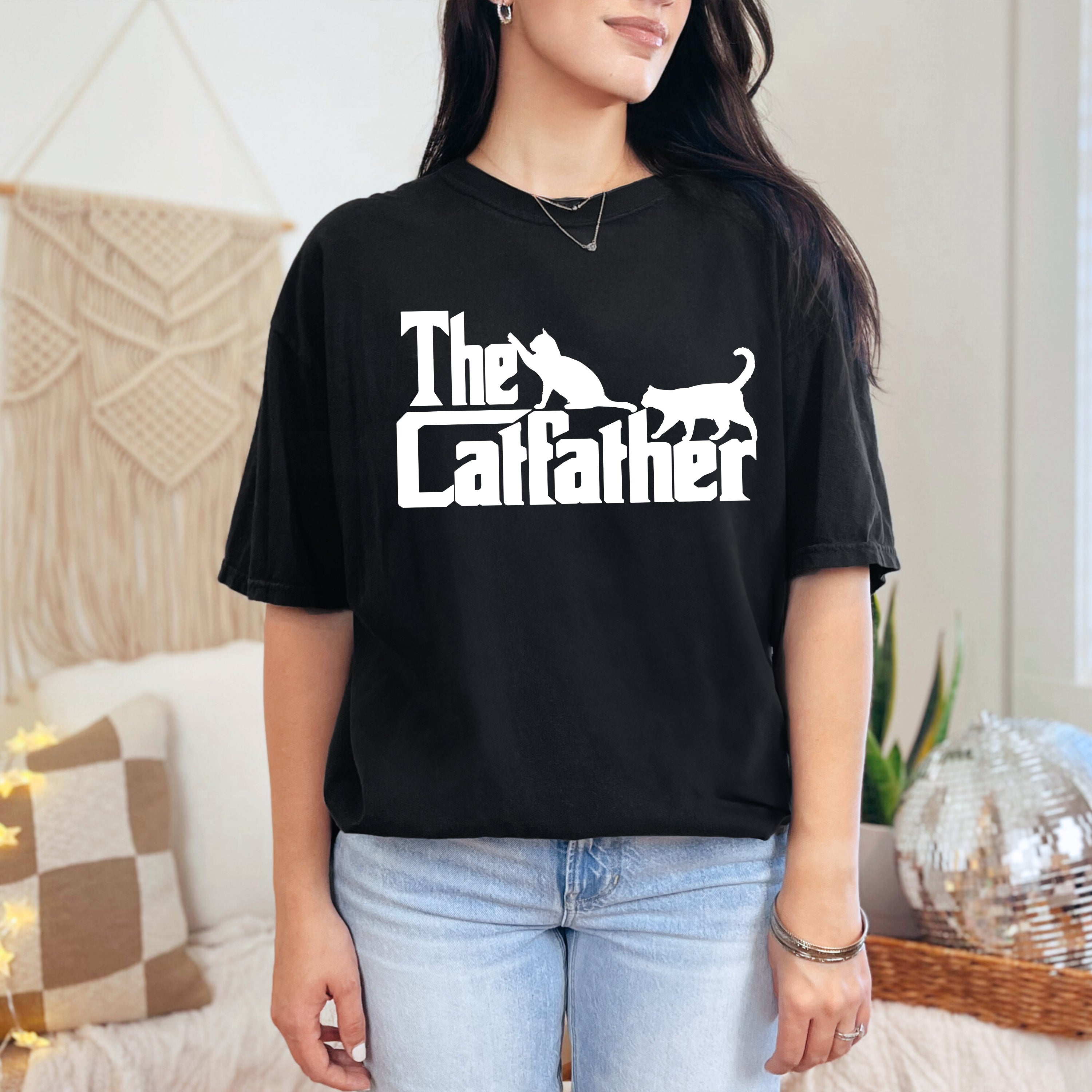 The Catfather Shirt, Comfort Colors Dad Shirt, Cat Lover Gift for Dad