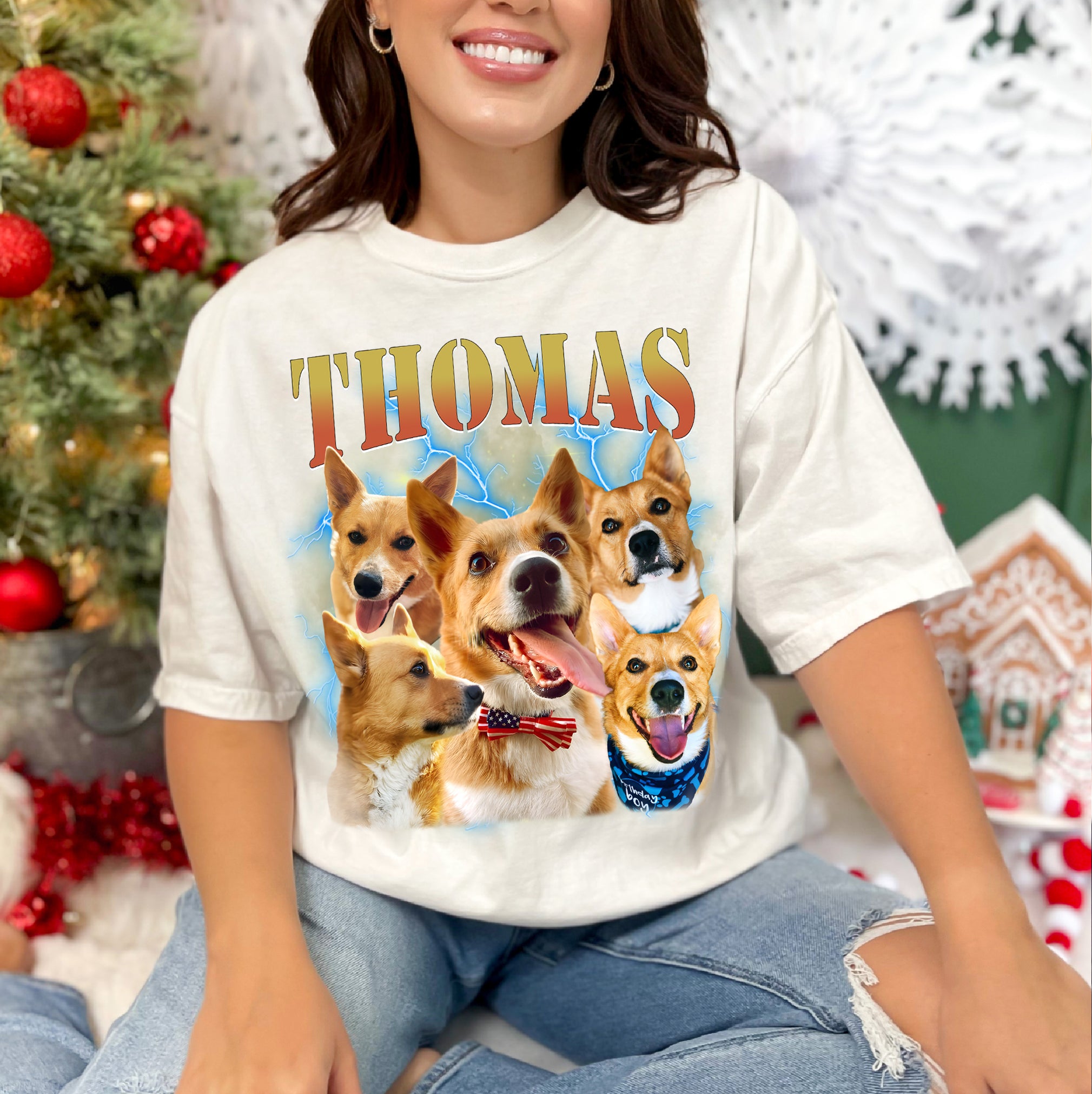 Custom Dog Face Shirt – Bootleg Pet Photo Collage Tee